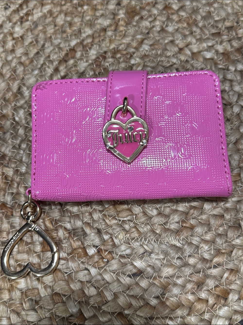 Juicy Couture Hot Pink Patent Heart Charm Key & Card Holder